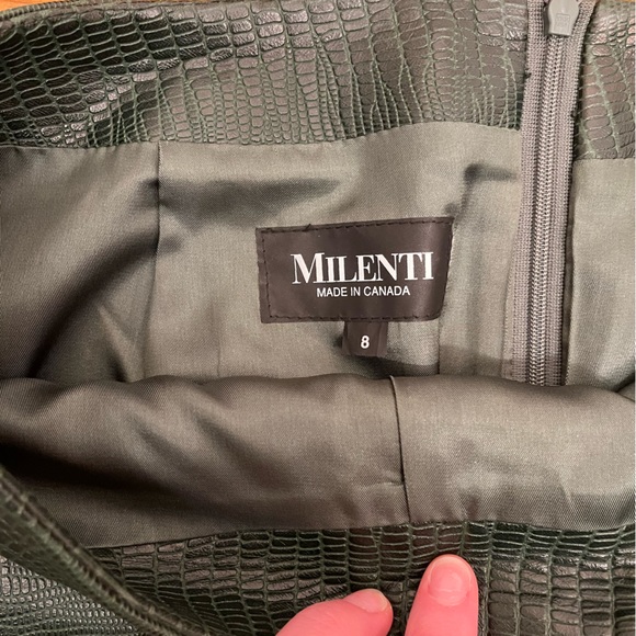 Milenti Green Croc Genuine Leather Skirt - Picture 4 of 9
